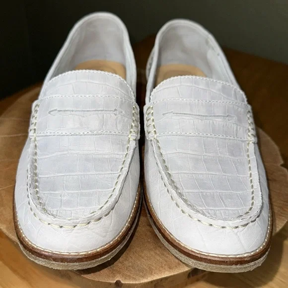 *LIKE NEW* SPERRY Seaport Croc Gray Nubuck Leather Penny Loafer - Picture 3 of 16